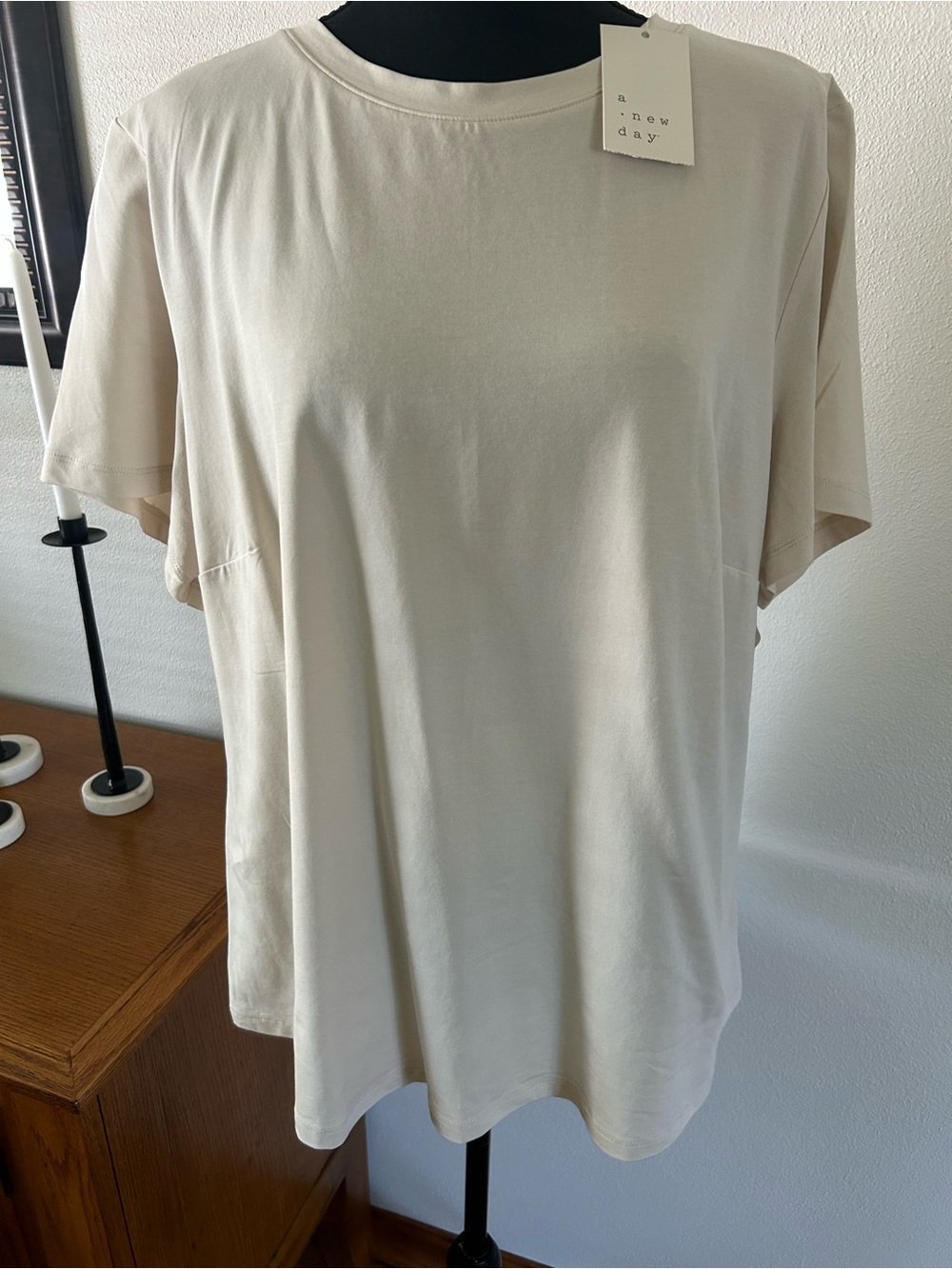 Women's Short Sleeve T-Shirt - A New Day cream color